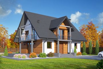  Projekt domu Sarnowo m1 (KRP2149) - projekt domu parterowego z poddaszem - Zdjęcie 1