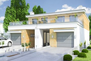  Projekt domu Long II z garażem 1-st. bliźniak [A-BL2] (WRF1865) - projekt domu z pełnym piętrem - Zdjęcie 1