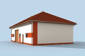 Projekt budynku gospodarczego G241 budynek gospodarczy - parterowy dom o powierzchni 163,79 m², dach kopertowy - ujęcie 4