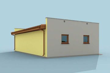 Projekt budynku gospodarczego G254 budynek gospodarczy - parterowy dom o powierzchni 68,42 m², dach płaski - ujęcie 4