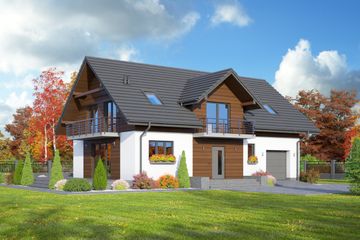 Projekt domu Tarnowo 1g (KRP2160) - projekt domu parterowego z poddaszem - Zdjęcie 1