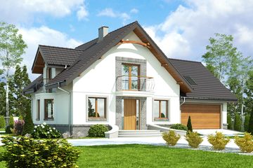  Projekt domu Dla Ciebie 4 z garażem 2-st. [A1] (WRF1876) - projekt domu parterowego z poddaszem - Zdjęcie 1