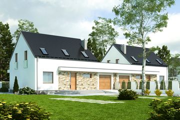  Projekt domu Sosnówka z garażem 1-st. bliźniak [A-BL1] (WRF1881) - projekt domu parterowego z poddaszem - Zdjęcie 1