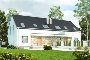  Projekt domu Sosnówka bez garażu bliźniak [B-BL1] (WRF1879) - projekt domu parterowego z poddaszem - Zdjęcie 1