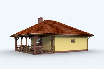 Projekt budynku gospodarczego G122 budynek gospodarczy - parterowy dom o powierzchni 73,85 m², dach kopertowy - ujęcie 4