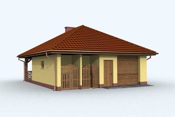 Projekt budynku gospodarczego G122 budynek gospodarczy - parterowy dom o powierzchni 73,85 m², dach kopertowy, koszt budowy 71 841 zł - ujęcie frontu