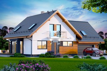  Projekt domu Alion 2M z wykuszem (WOK1106) - projekt domu parterowego z poddaszem - Zdjęcie 1