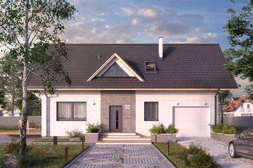  Projekt domu Bez 3 (BSA2145) - projekt domu parterowego z poddaszem - Zdjęcie 1