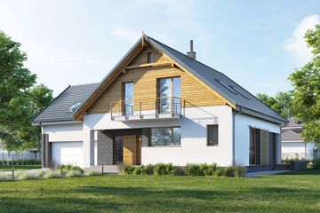  Projekt domu E-215 (WAX1112) - projekt domu parterowego z poddaszem - Zdjęcie 1