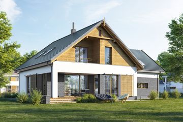  Projekt domu E-215 (WAX1112) - projekt domu parterowego z poddaszem - Zdjęcie 2