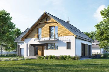  Projekt domu E-216 (WAX1118) - projekt domu parterowego z poddaszem - Zdjęcie 2