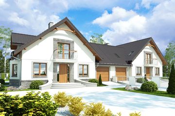  Projekt domu Dla Ciebie 4 z garażem 1-st. bliźniak [A-BL] (WRF1884) - projekt domu parterowego z poddaszem - Zdjęcie 1