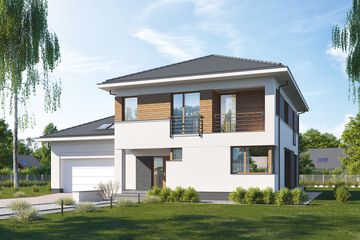  Projekt domu E-218 (WAX1123) - projekt domu z pełnym piętrem - Zdjęcie 1