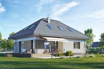  Projekt domu E-225 (WAX1124) - projekt domu parterowego z poddaszem - Zdjęcie 2