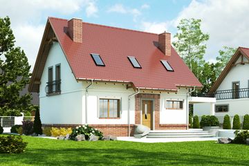  Projekt domu Sosnówka II z wiatą [A1] (WRF1885) - projekt domu parterowego z poddaszem - Zdjęcie 1