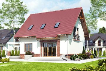  Projekt domu Sosnówka II z wiatą [A1] (WRF1885) - projekt domu parterowego z poddaszem - Zdjęcie 2