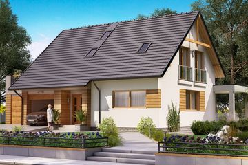  Projekt domu BW-55 wariant 1 (JGC1192) - projekt domu parterowego z poddaszem - Zdjęcie 2