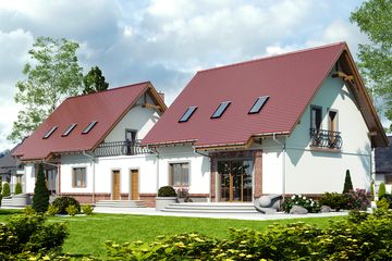  Projekt domu Sosnówka II z garażem 1-st. bliźniak [A-BL1] (WRF1888) - projekt domu parterowego z poddaszem - Zdjęcie 2