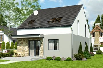  Projekt domu Mazurek z garażem 1-st. [A] (WRF1893) - projekt domu parterowego z poddaszem - Zdjęcie 2