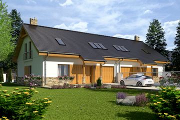  Projekt domu Jarząbek III z garażem 1-st. bliźniak [A1-BL1] (WRF1897) - projekt domu parterowego z poddaszem - Zdjęcie 1