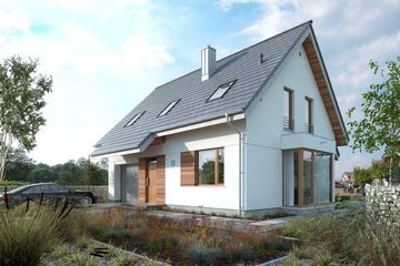  Projekt domu Przytulny 1A (WAW1103) - projekt domu parterowego z poddaszem - Zdjęcie 1