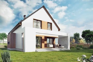  Projekt domu Z pergolą 01A (KZB1006) - projekt domu parterowego z poddaszem - Zdjęcie 2