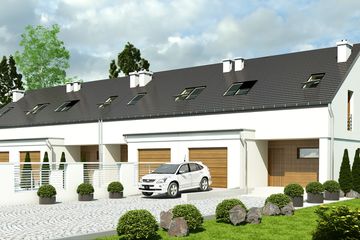  Projekt domu Makolągwa z garażem 1-st. szeregówka [A-SZ] (WRF1905) - projekt domu parterowego z poddaszem - Zdjęcie 1