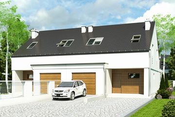  Projekt domu Makolągwa z garażem 1-st. bliźniak [A-BL1] (WRF1906) - projekt domu parterowego z poddaszem - Zdjęcie 1