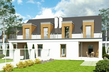  Projekt domu Makolągwa z garażem 1-st. bliźniak [A-BL2] (WRF1907) - projekt domu parterowego z poddaszem - Zdjęcie 2