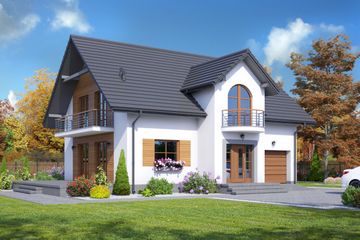  Projekt domu Żarnowo mkg (KRP2179) - projekt domu parterowego z poddaszem - Zdjęcie 1