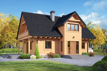  Projekt domu Brzoza dws (KRP2187) - projekt domu parterowego z poddaszem - Zdjęcie 1