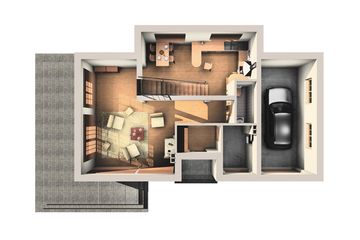  Projekt domu Bóbr - murowana – ceramika (KRD1293) - projekt domu parterowego z poddaszem - Zdjęcie 3