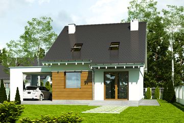  Projekt domu Głuszec z wiatą [A1] (WRF1908) - projekt domu parterowego z poddaszem - Zdjęcie 2