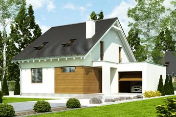  Projekt domu Głuszec z garażem 1-st. [A] (WRF1914) - projekt domu parterowego z poddaszem - Zdjęcie 1