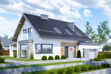  Projekt domu przy Modrzewiowej 15 (KRK1516) - projekt domu parterowego z poddaszem - Zdjęcie 1