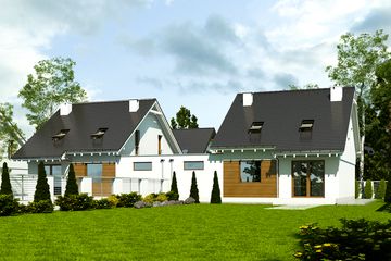  Projekt domu Głuszec z garażem 1-st. bliźniak [A-BL1] (WRF1916) - projekt domu parterowego z poddaszem - Zdjęcie 2