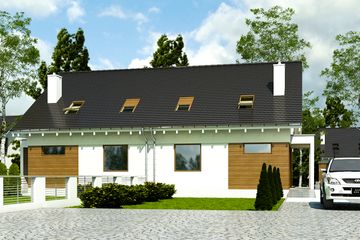  Projekt domu Głuszec bez garażu bliźniak [B-BL] (WRF1918) - projekt domu parterowego z poddaszem - Zdjęcie 1