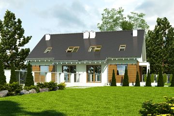  Projekt domu Głuszec bez garażu bliźniak [B-BL] (WRF1918) - projekt domu parterowego z poddaszem - Zdjęcie 2