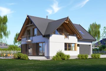  Projekt domu E-203 (WAX1129) - projekt domu parterowego z poddaszem - Zdjęcie 1