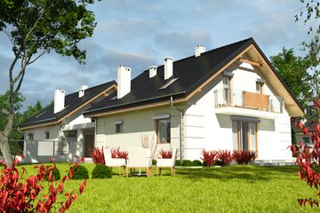  Projekt domu Nowinka VI z garażem i wiatą bliźniak [A1-BL1] (WRF1924) - projekt domu parterowego z poddaszem - Zdjęcie 2