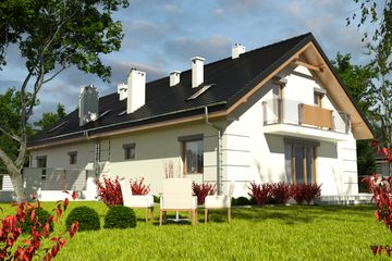  Projekt domu Nowinka VI z garażem 1-st. bliźniak [A-BL1] (WRF1925) - projekt domu parterowego z poddaszem - Zdjęcie 2