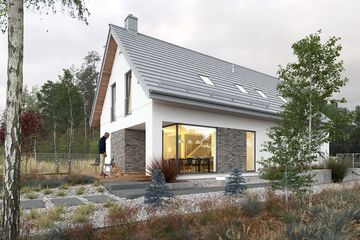  Projekt domu Miły 2 (WAW1107) - projekt domu parterowego z poddaszem - Zdjęcie 2