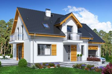  Projekt domu Jaskółka 4 z garażem (WRL1056) - projekt domu parterowego z poddaszem - Zdjęcie 1