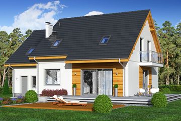  Projekt domu Jaskółka 4 z garażem (WRL1056) - projekt domu parterowego z poddaszem - Zdjęcie 2