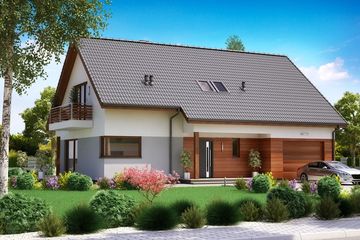  Projekt domu KA42 SZ (PKT1044) - projekt domu parterowego z poddaszem - Zdjęcie 1