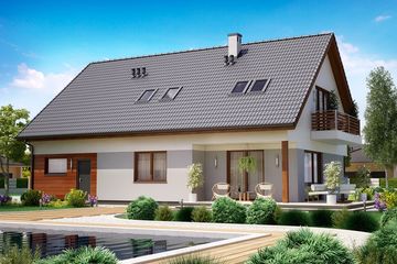  Projekt domu KA42 SZ (PKT1044) - projekt domu parterowego z poddaszem - Zdjęcie 2