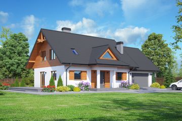  Projekt domu Chęciny th (KRP2212) - projekt domu parterowego z poddaszem - Zdjęcie 1