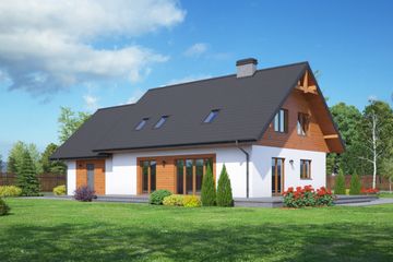  Projekt domu Chęciny th (KRP2212) - projekt domu parterowego z poddaszem - Zdjęcie 2