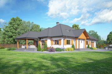  Projekt domu Dęborzyce 15 dwst (KRP2213) - projekt domu parterowego z poddaszem - Zdjęcie 1