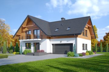  Projekt domu Krosno 5ggk (KRP2221) - projekt domu parterowego z poddaszem - Zdjęcie 1